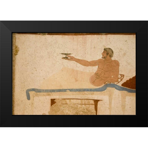 Italy, Paestum Fresco from the Divers Tomb Black Modern Wood Framed Art Print by Kaveney, Wendy