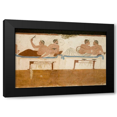 Italy, Paestum Fresco from the Divers Tomb Black Modern Wood Framed Art Print by Kaveney, Wendy
