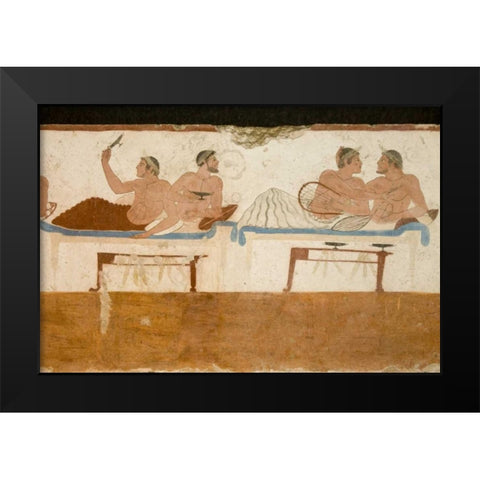 Italy, Paestum Fresco from the Divers Tomb Black Modern Wood Framed Art Print by Kaveney, Wendy
