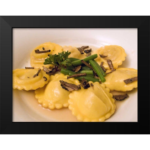 Italy, Dozza Pasta ravioli with black truffles Black Modern Wood Framed Art Print by Kaveney, Wendy