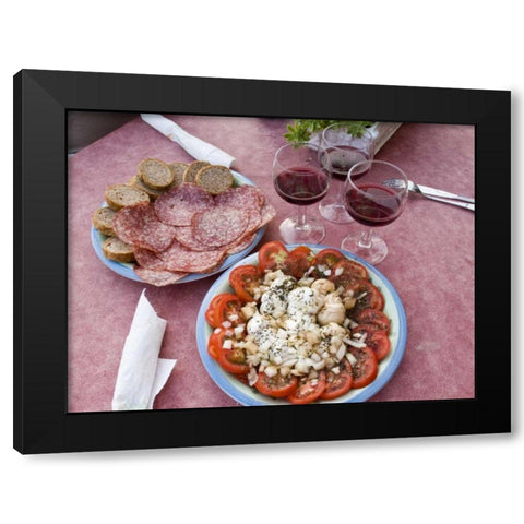 Italy, Positano Antipasti and wine Black Modern Wood Framed Art Print by Kaveney, Wendy