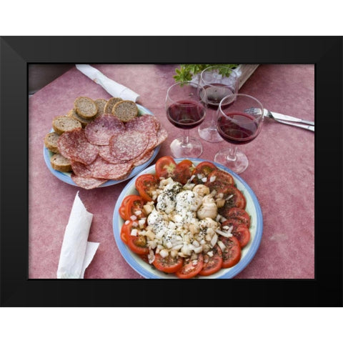 Italy, Positano Antipasti and wine Black Modern Wood Framed Art Print by Kaveney, Wendy
