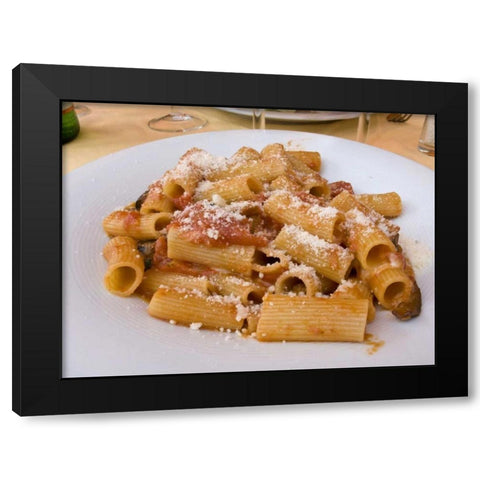 Italy, Positano Display plate of rigatoni Black Modern Wood Framed Art Print with Double Matting by Kaveney, Wendy