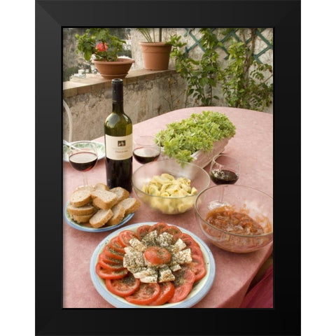 Italy, Positano Meal of antipasti and wine Black Modern Wood Framed Art Print by Kaveney, Wendy