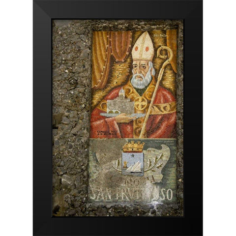 Italy, San Fruttuoso Religious wall mosaic Black Modern Wood Framed Art Print by Kaveney, Wendy