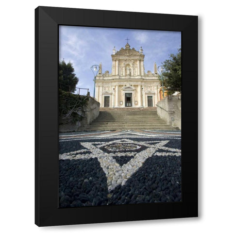 Italy Church of St James with pebble mosaic Black Modern Wood Framed Art Print by Kaveney, Wendy