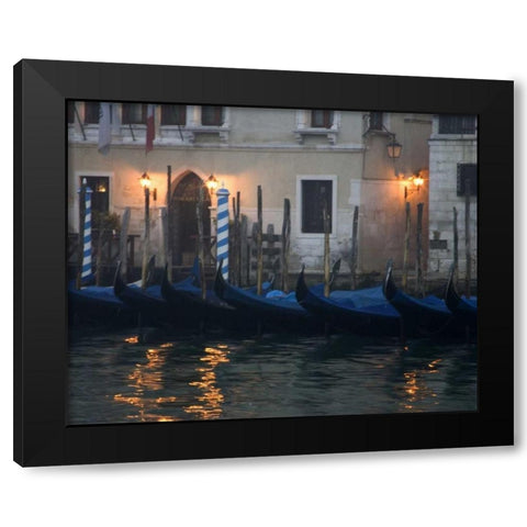 Italy, Venice Gondolas moored in early morning Black Modern Wood Framed Art Print by Young, Bill
