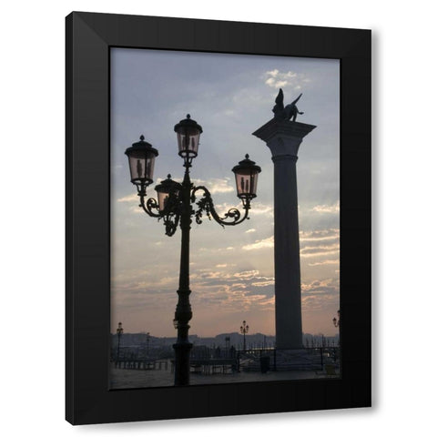 Italy, Venice Lion of St Mark atop column Black Modern Wood Framed Art Print by Young, Bill
