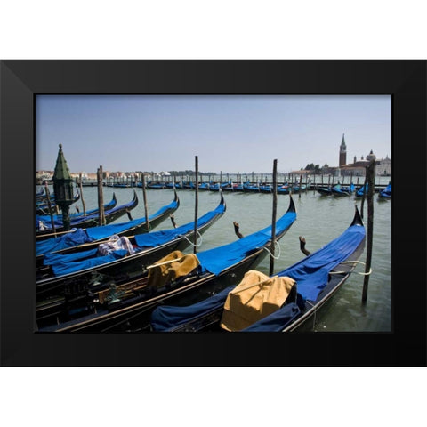 Italy, Venice A row of gondolas docked Black Modern Wood Framed Art Print by Kaveney, Wendy