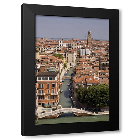 Italy, Venice Aerial looking down a Venice canal Black Modern Wood Framed Art Print with Double Matting by Kaveney, Wendy