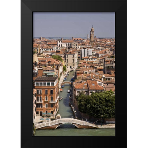 Italy, Venice Aerial looking down a Venice canal Black Modern Wood Framed Art Print by Kaveney, Wendy