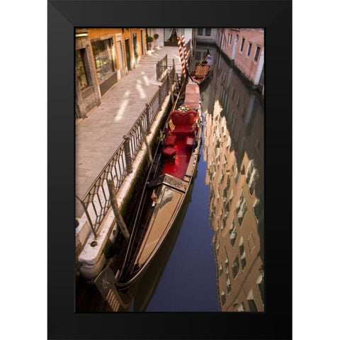 Italy, Venice Gondola parked in a canal Black Modern Wood Framed Art Print by Kaveney, Wendy