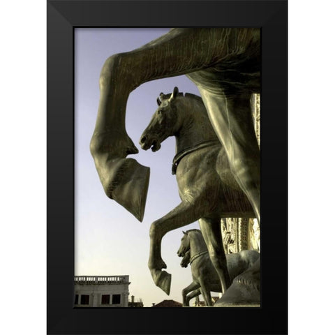Italy, Venice The Horses of San Marco Black Modern Wood Framed Art Print by Kaveney, Wendy