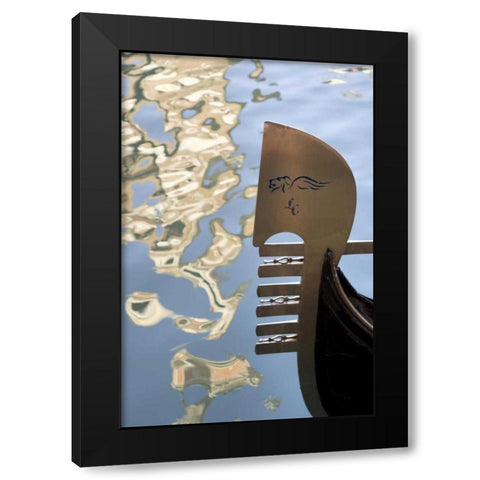 Italy, Venice Gondola bow and water reflection Black Modern Wood Framed Art Print with Double Matting by Kaveney, Wendy