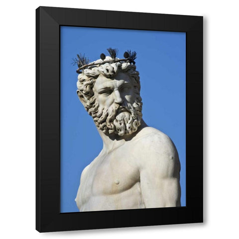 Italy, Florence Statue of Roman god Neptune Black Modern Wood Framed Art Print with Double Matting by Flaherty, Dennis