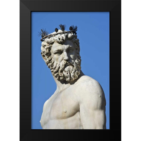 Italy, Florence Statue of Roman god Neptune Black Modern Wood Framed Art Print by Flaherty, Dennis