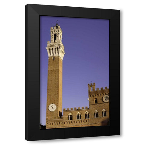 Italy Torre del Mangia in the Piazza del Campo Black Modern Wood Framed Art Print by Kaveney, Wendy