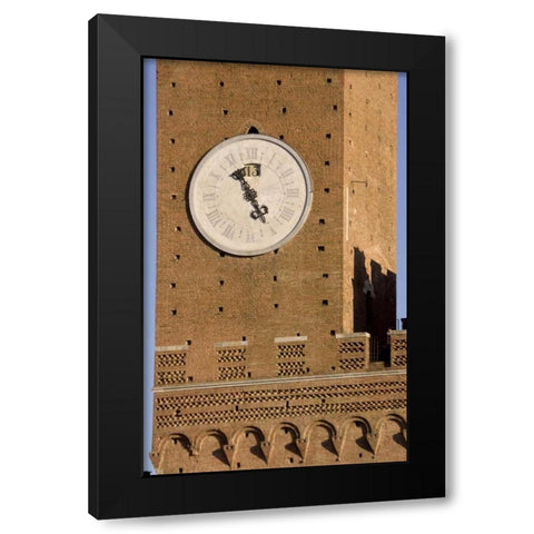 Italy, Sienna Torre del Mangias clock tower Black Modern Wood Framed Art Print by Kaveney, Wendy