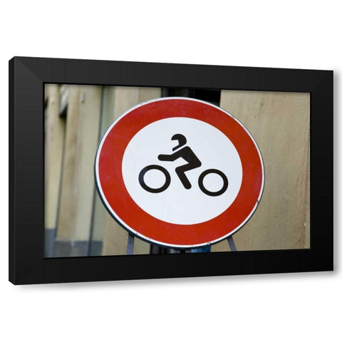 Italy, Tuscany, Sienna Motor scooter sign Black Modern Wood Framed Art Print by Kaveney, Wendy
