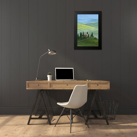 Italy, Tuscany Beautiful green countryside Black Modern Wood Framed Art Print by Flaherty, Dennis