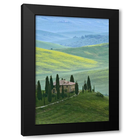 Italy, Tuscany Beautiful green countryside Black Modern Wood Framed Art Print with Double Matting by Flaherty, Dennis