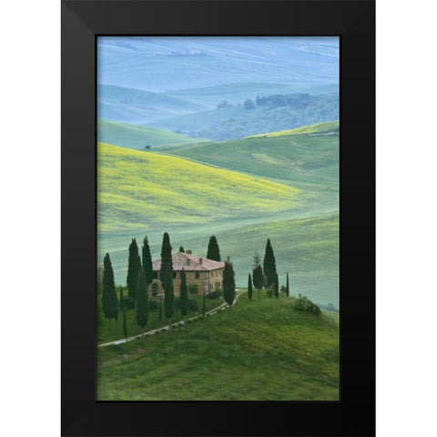 Italy, Tuscany Beautiful green countryside Black Modern Wood Framed Art Print by Flaherty, Dennis