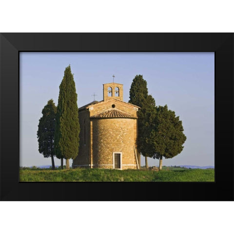 Italy, Tuscany Chapel of Vitaleta Black Modern Wood Framed Art Print by Flaherty, Dennis