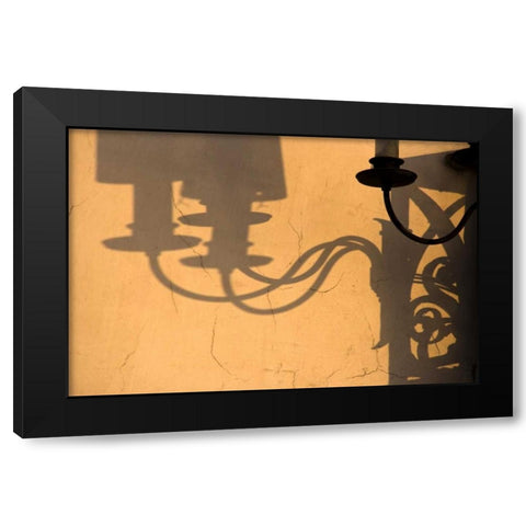 Italy, Venice Lamp and shadows on a yellow wall Black Modern Wood Framed Art Print with Double Matting by Kaveney, Wendy