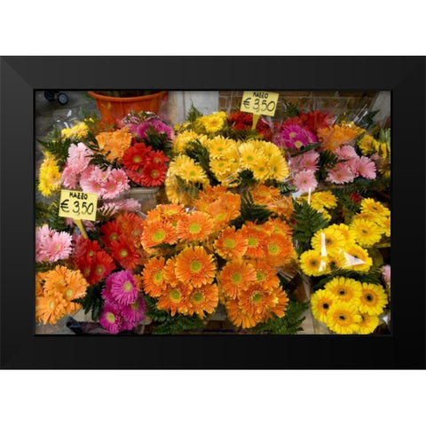 Italy, Venice Flowers for sale in a market Black Modern Wood Framed Art Print by Kaveney, Wendy