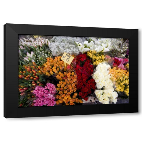 Italy, Venice Flowers for sale in a market Black Modern Wood Framed Art Print by Kaveney, Wendy