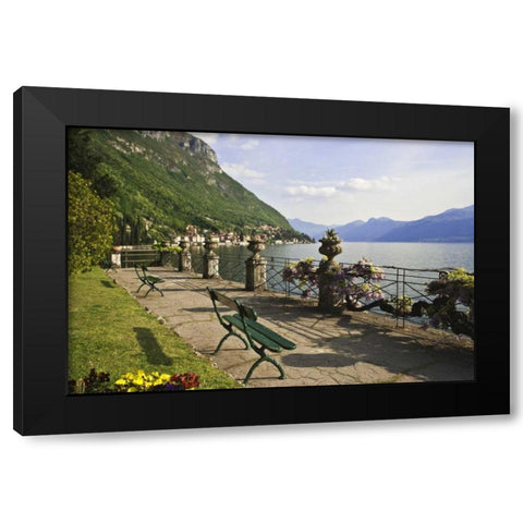 Italy, Varenna View of Lake Como with Varenna Black Modern Wood Framed Art Print with Double Matting by Flaherty, Dennis
