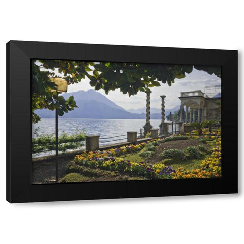 Italy, Varenna A villa on shore of Lake Como Black Modern Wood Framed Art Print by Flaherty, Dennis