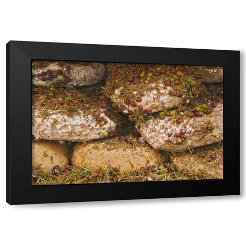 Italy, Tuscany, Pienza Cheese being seasoned Black Modern Wood Framed Art Print with Double Matting by Flaherty, Dennis