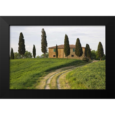 Italy, Tuscany, Pienza View of countryside villa Black Modern Wood Framed Art Print by Flaherty, Dennis