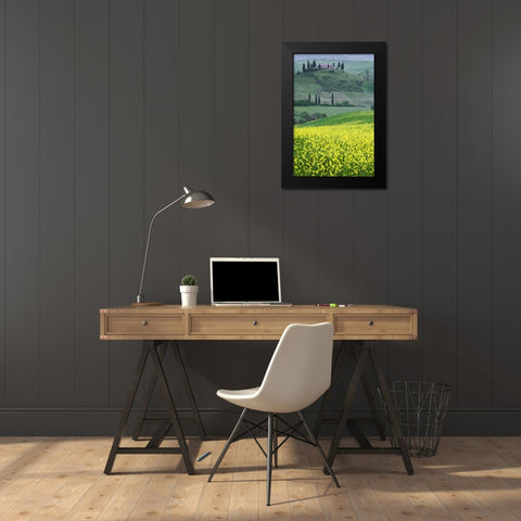 Italy, Tuscany Villa on a countryside hill Black Modern Wood Framed Art Print by Flaherty, Dennis