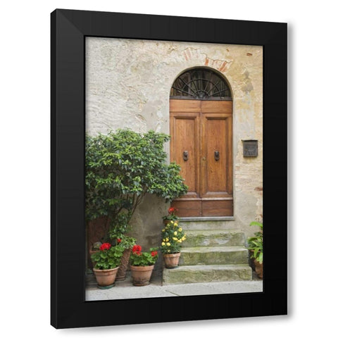 Italy, Tuscany, Pienza Doorway to a residence Black Modern Wood Framed Art Print with Double Matting by Flaherty, Dennis
