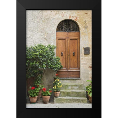 Italy, Tuscany, Pienza Doorway to a residence Black Modern Wood Framed Art Print by Flaherty, Dennis