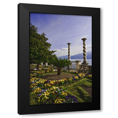 Italy, Varenna Villa on the shores of Lake Como Black Modern Wood Framed Art Print by Flaherty, Dennis