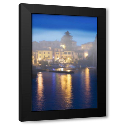 Italy, Varenna Evening dock scene at Lake Como Black Modern Wood Framed Art Print by Flaherty, Dennis