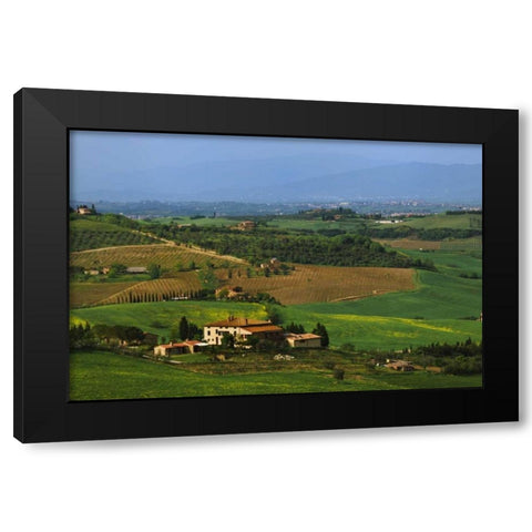 Italy, Tuscany Val dOrcia countryside Black Modern Wood Framed Art Print with Double Matting by Flaherty, Dennis