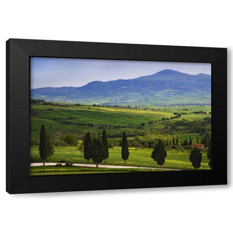 Italy, Tuscany Scenic of the Tuscan countryside Black Modern Wood Framed Art Print with Double Matting by Flaherty, Dennis