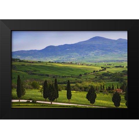 Italy, Tuscany Scenic of the Tuscan countryside Black Modern Wood Framed Art Print by Flaherty, Dennis