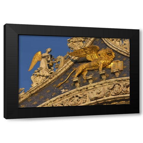 Italy, Venice Lion on San Marco Basilica Black Modern Wood Framed Art Print with Double Matting by Young, Bill