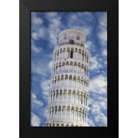 Italy, Pisa Top part of the Leaning Tower Black Modern Wood Framed Art Print by Flaherty, Dennis