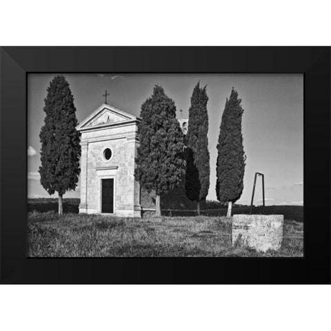Italy, Tuscany, Val dOrcia Vitaleta Chapel  Black Modern Wood Framed Art Print by Flaherty, Dennis