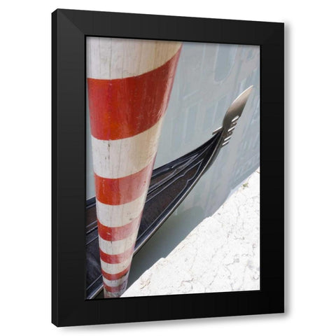 Italy, Venice Gondola and post Black Modern Wood Framed Art Print with Double Matting by Delisle, Gilles