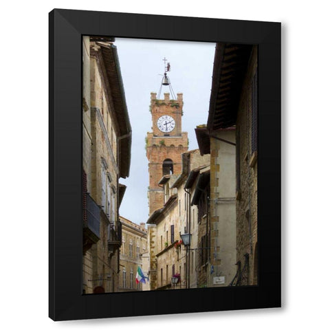 Italy, Tuscany, Pienza City street view Black Modern Wood Framed Art Print with Double Matting by Delisle, Gilles