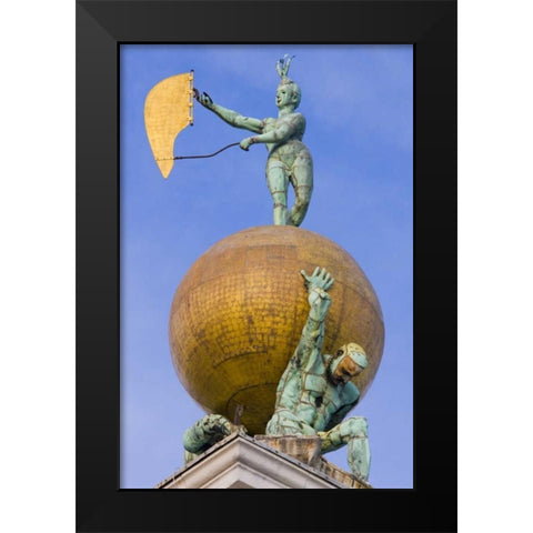 Italy, Venice Fortune statue on top a roof Black Modern Wood Framed Art Print by Delisle, Gilles