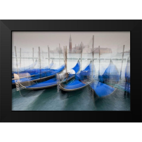 Italy, Venice Gondolas at St Marks Square Black Modern Wood Framed Art Print by Delisle, Gilles