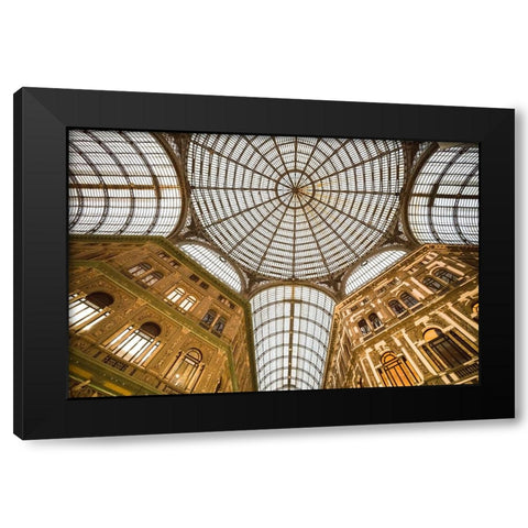 Europe-Italy-Naples-Looking up at Galleria Umberto shopping arcade ceiling Black Modern Wood Framed Art Print with Double Matting by Jaynes Gallery
